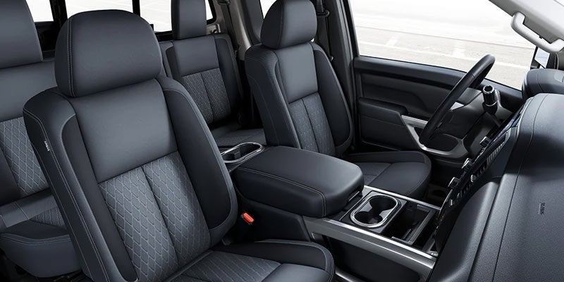 showing leather-appointed front seats